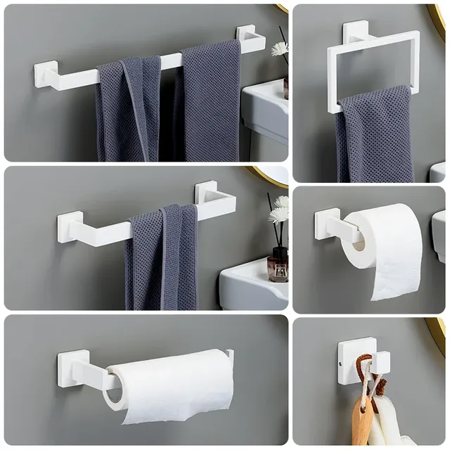 Kit de matériel de salle de bain en acier inoxydable blanc – vue 2