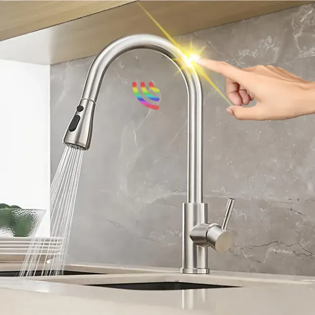 Robinet de cuisine en dégradbrossé à nervures – vue 2