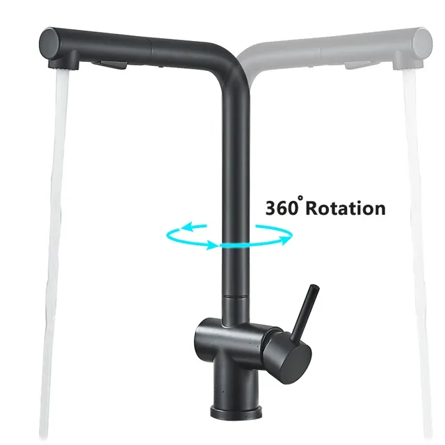 Robinet de cuisine extractible noir en Nickel – vue 3