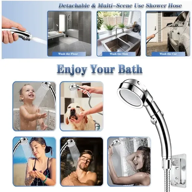 Pommeau de douche à main doré rotatif à 360 degrés – vue 5