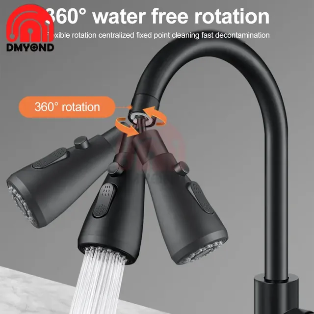 Pommeau de robinet noir 2 modes réglable 360 degrés… – vue 4