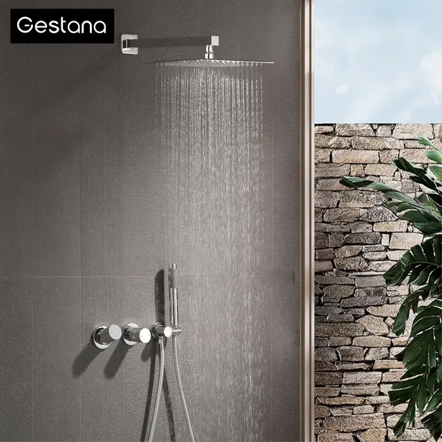 Système de douche mural en laiton gris pistolet de luxe – vue 2
