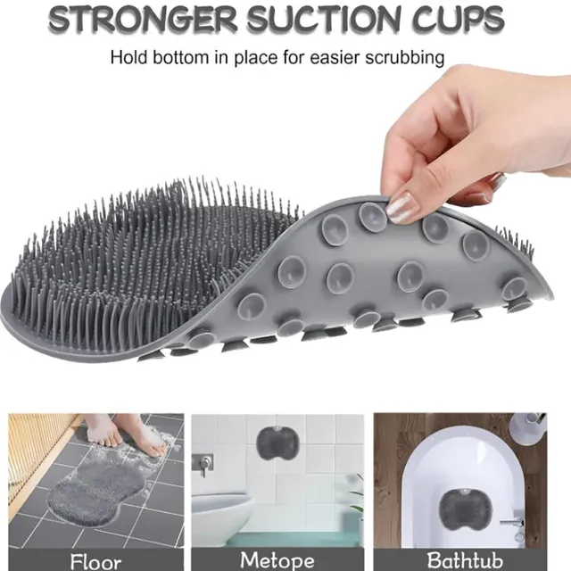 Tapis brosse douche silicone souple gris picots fins… – vue 3
