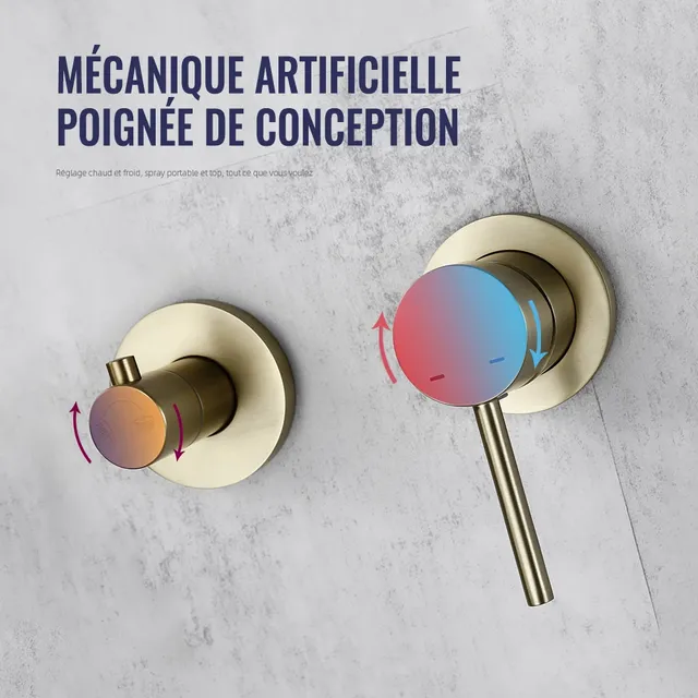 Ensemble de système de douche en or brossé – vue 5