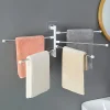 porte serviettes mural pivotant quatre bras acier chromé barres fines support adhésif transparent compact moderne gain place salle bain