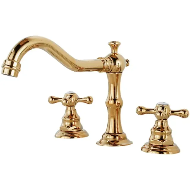 Robinet d'évier Antique de salle de bains en laiton doré – vue 4