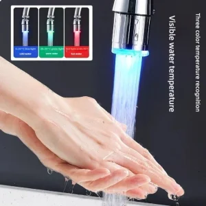 Robinet LED sensible à la température, économie d&rsquo;eau, capteur de cuisine et de salle de bains, 7 couleurs changeantes, tête de robinet aérateur, buse de douche