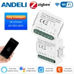 Module de commutation WiFi et zigbee à Contact sec intelligent, relais de disjoncteur pour maison intelligente, DC 12/24V AC 100-240V, Compatible avec Alexa Google Home