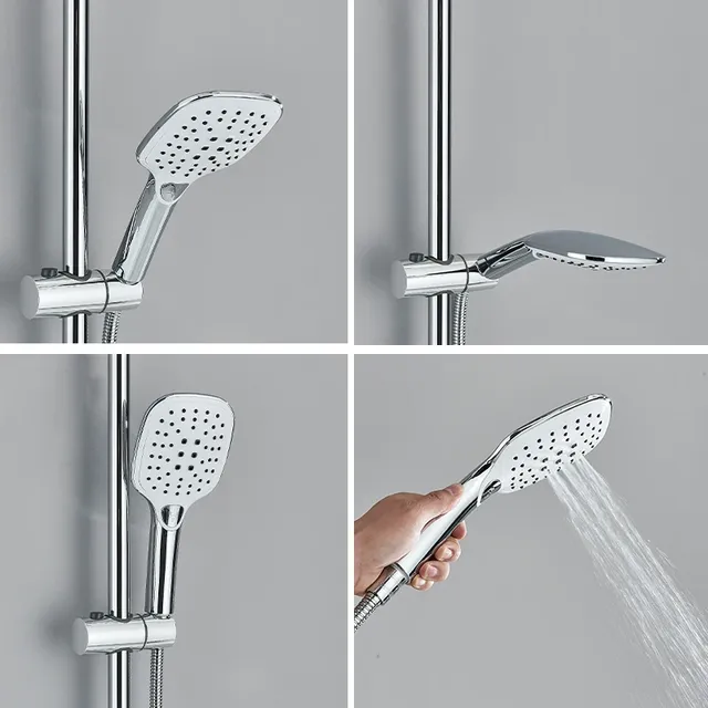 Ensemble de douche à effet pluie simple chromé – vue 4