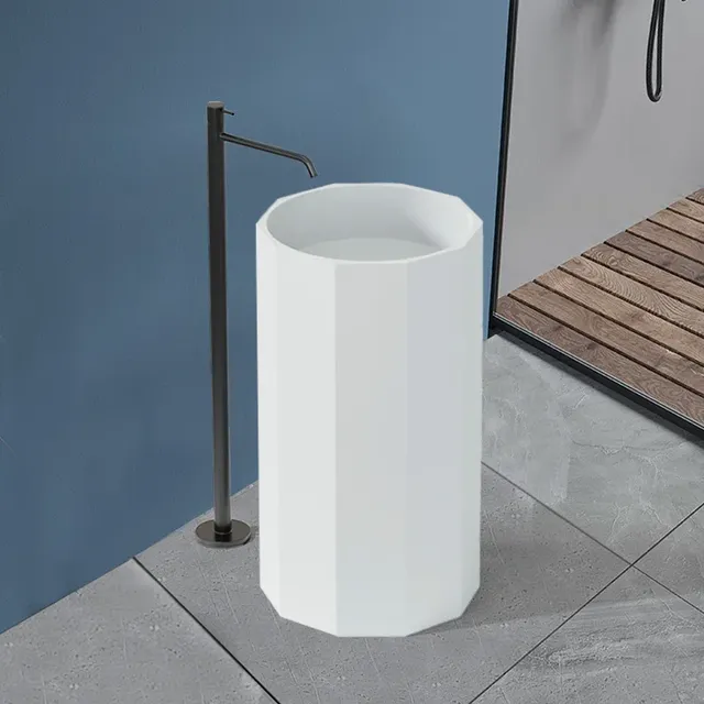 Vasque colonne autoportante surface solide pierre marbre… – vue 6