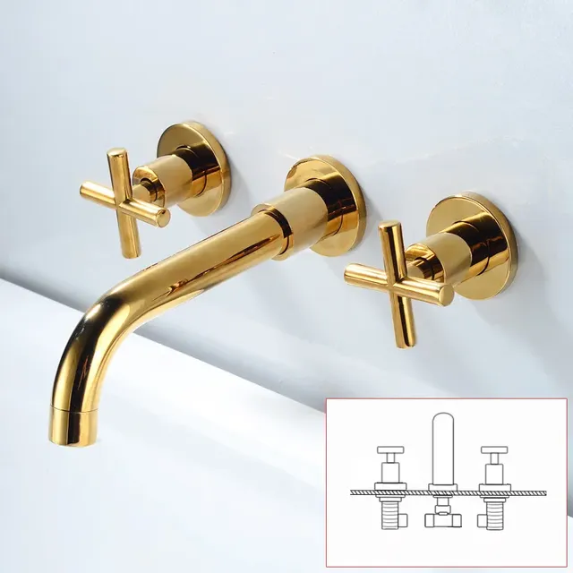 Ensemble de robinets de lavabo muraux – vue 5