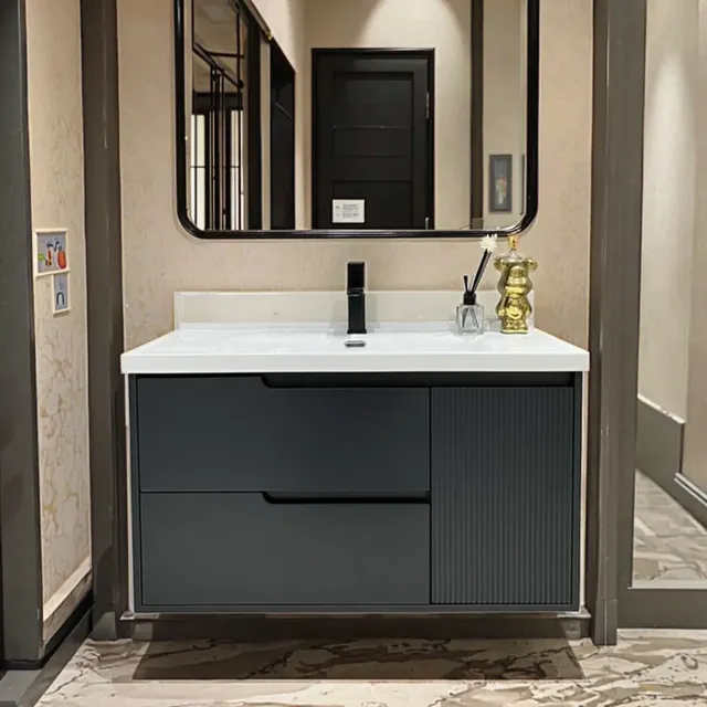 Armoire murale moderne lavabo céramique vasque intégrée… – vue 6