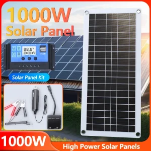 1000W panneau solaire 12V cellule solaire 100A contrôleur Kit de plaque solaire pour téléphone RV voiture caravane maison Camping batterie extérieure