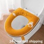 Juste de siège de toilette universelle imperméable, chaude, douce, polymère, lavable, fermeture éclair, couvercle rabattable, poignée domestique, hiver