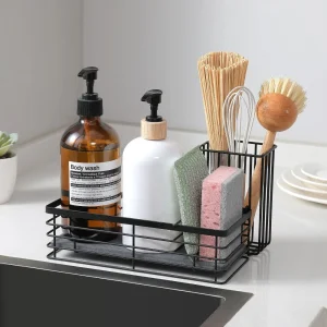 Support d&rsquo;évier de cuisine en acier inoxydable 2025, plateau en pierre de terre de Diatomite absorbant l&rsquo;eau, support intégré de rangement de cuisine