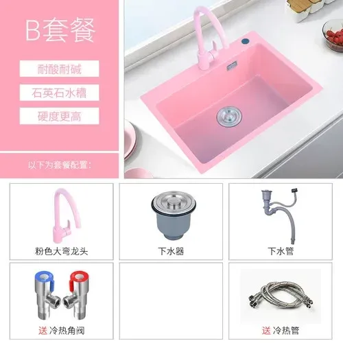 Pour évier en pierre de Quartz rose – vue 6