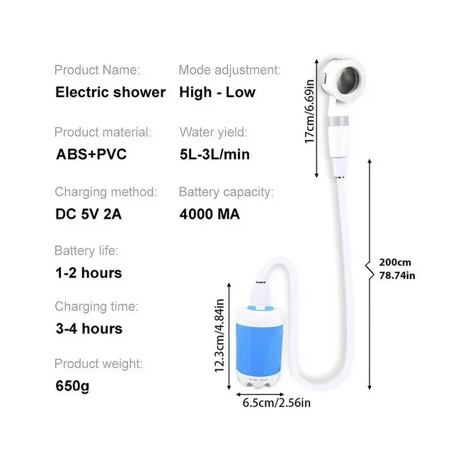 Douche extérieure rechargeable portable – vue 2
