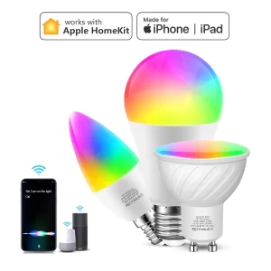 Véritable certifié MFI Homekit WiFi ampoule LED intelligente GU10 E14 E27 RGB lampe Siri commande vocale Apple Homekit Alexa Google Home