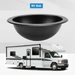 Lavabo RV grande capacité 304 rond en acier inoxydable 340X270X120mm Installation intégrée évier de salle de bain RV pour bateau