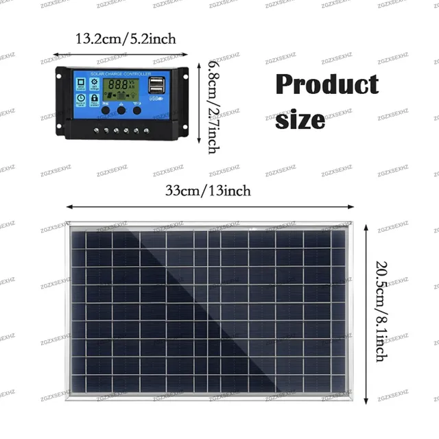 400W 12V Kit Panneau Solaire Complet Polycristallin USB… – vue 6