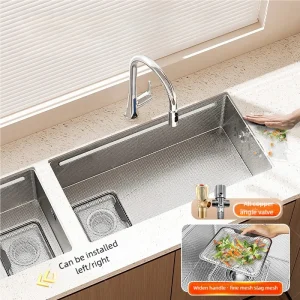 Évier de cuisine en acier inoxydable 316L, grand lavabo à fente unique pour légumes, peut être installé, lavabo sous plan gauche ou droite