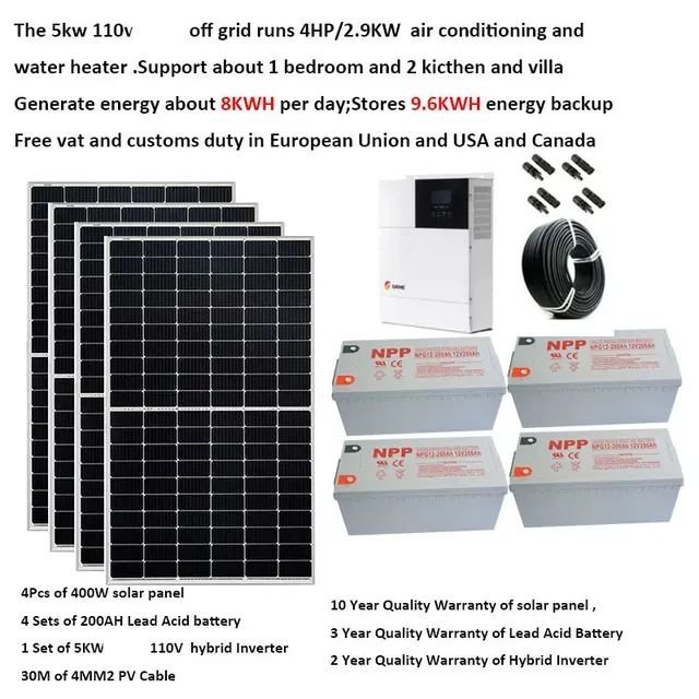 Kit complet de panneaux solaires 5000W 5kW 220V 110V – vue 3