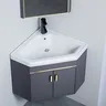 Meuble lavabo angle mural moderne gris anthracite vasque… – vue 2