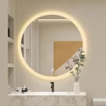 Miroir rond intelligent de 19.5 pouces, miroir de salle de bains, Anti-buée, maquillage, tenture murale, salle de bains, miroir Led avec miroir de vanité léger