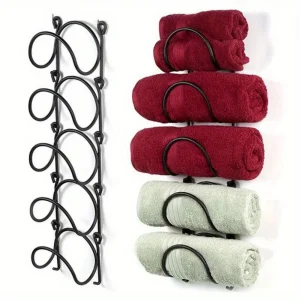 Porte-serviettes mural en fer forgé, 2 pièces, crochet Design, décor de salle de bain, facile à installer, peu encombrant, accessoire élégant pour la maison