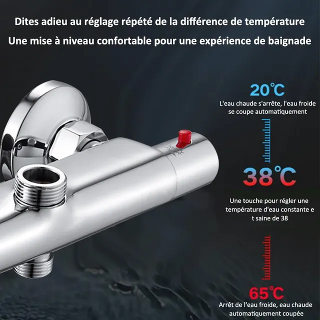 Mitigeur thermostatique douche mural laiton chromé… – vue 6