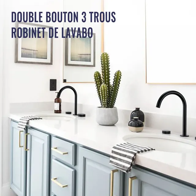 Mate robinet de lavabo noir – vue 3