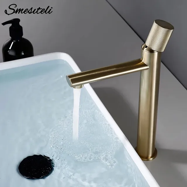 Robinet moleté Robinet de lavabo en or brossé Robinets… – vue 2
