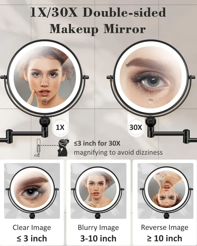 Miroir de maquillage éclairé mural – vue 4