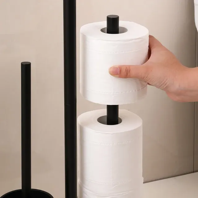 Portepapier toilette autoportant brosse WC noir mat… – vue 4