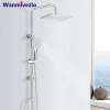 Ensemble de robinets de douche de salle de bains chromés, robinets de colonne de douche muraux, grue mitigeur de douche à pluie