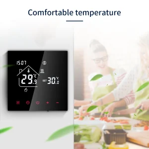 Tuya – Thermostat intelligent WiFi, écran LCD noir, chauffage de l&rsquo;eau, cheminée à gaz, température tactile, commande vocale, décoration de la maison