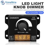 DC12V-24V LED variateur 30A 360W ajusteur de luminosité bouton rotatif PWM variateur continu LED de contrôle pour la gradation de bande lumineuse