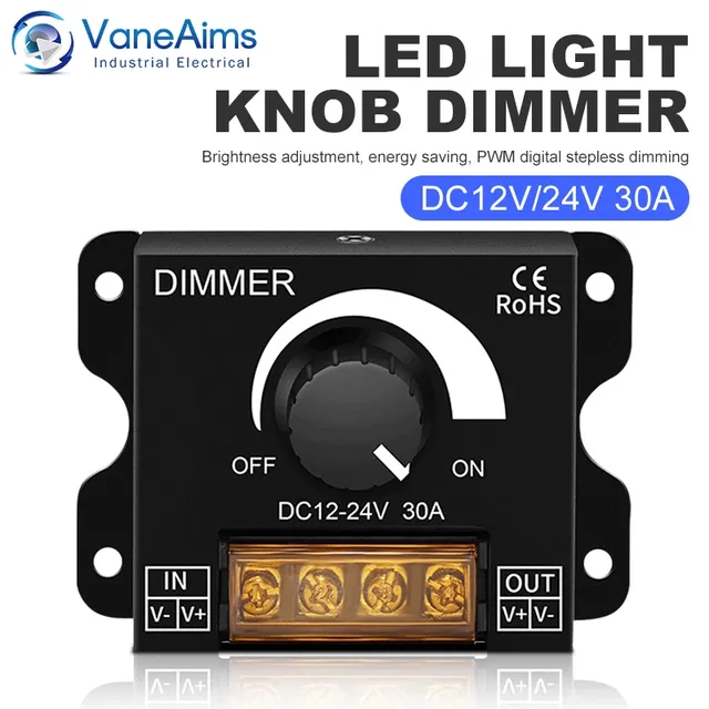 DC12V-24V LED variateur 30A 360W ajusteur de luminosité…