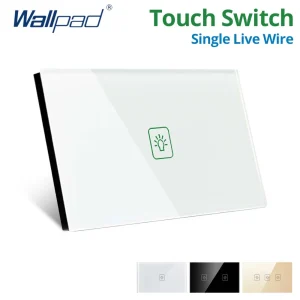 118 US AU Touch Switch 1 2 3 Gang 1 2 Way WallSub Blanc Noir Or Verre Panneau Mur Lumière Capteur Bouton AC110-220V Live Wire Box