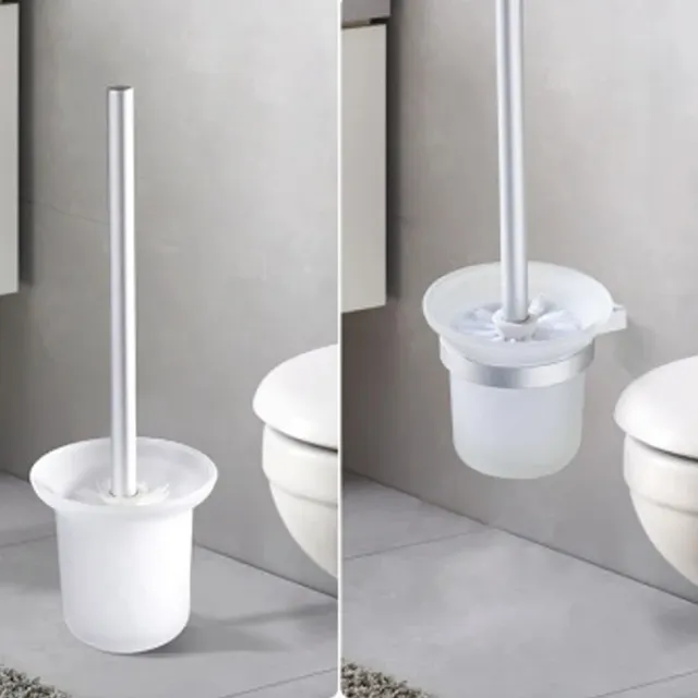 Tasse brosse toilette céramique verre blanc opaque… – vue 6