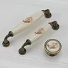 Poignée bouton céramique porcelaine ivoire floral rose… – vue 3
