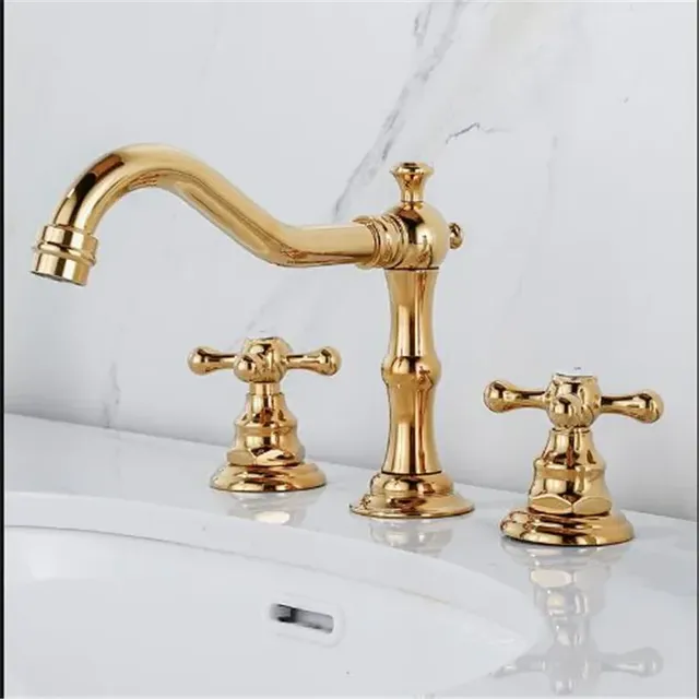 Robinet d'évier Antique de salle de bains en laiton doré – vue 3
