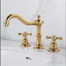 Robinet d'évier Antique de salle de bains en laiton doré – vue 3