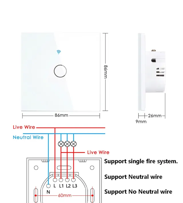 Interrupteur tactile mural WiFi – vue 4