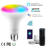 Tuya-Ampoule LED Intelligente, Wifi, Minuterie de Lampe, Fonctionne avec Alexa, Google Home, Smart Life, BR30, E26, B2213W, 100-240V