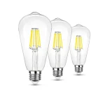 Ampoules à Filament LED transparentes ST64 à intensité variable E27 B22 6W 8W 12W 20W 220V 110V 2700K, lampes énergétiques à 360 degrés