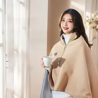 Couverture chauffante électrique poncho tricot matelassée satinée…