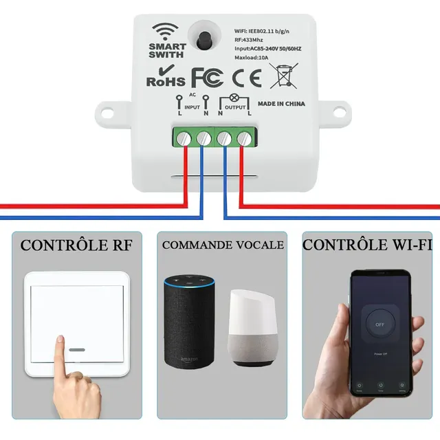 Interrupteur d'éclairage Wifi et RF sans fil – vue 3