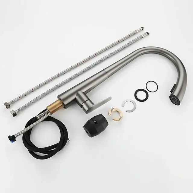 Robinet de cuisine chaud et froid extractible en acier… – vue 6