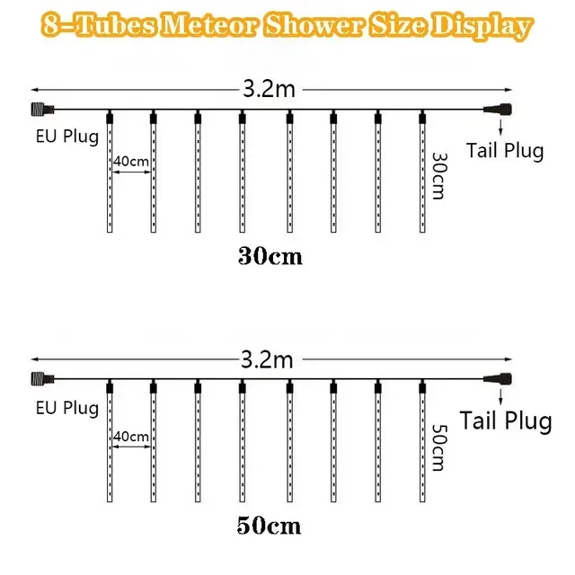Guirlande lumineuse LED en forme de pluie de météores – vue 6